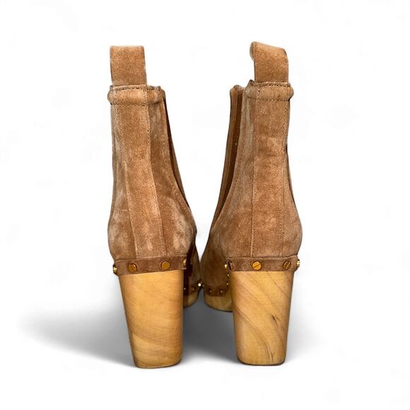 Veronica Beard Decker Suede Clog Chelsea Ankle Boots Booties 8.5 Chestnut NWOT - Picture 5 of 9